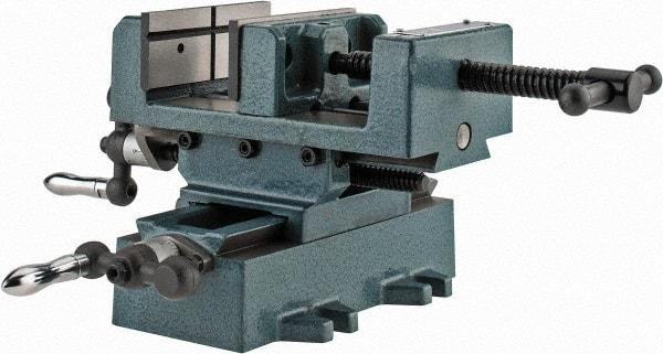 Wilton - 4" Jaw Opening Capacity x 1-3/8" Throat Depth, Horizontal Drill Press Vise - 4" Wide x 1-3/8" High Jaw, Cross Slide Base, Standard Speed, 7" OAL x 5-3/4" Overall Height, Cast Iron - Exact Industrial Supply