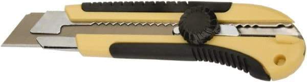Ability One - Snap Utility Knife - 4-1/2" Steel Blade, Yellow Die Cast Handle, 5 Blades Included - Exact Industrial Supply