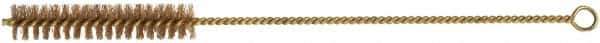 Ampco - 13/16" Diam Helical Phosphorus Bronze Alloy Tube Brush - Single Spiral, 0.008" Filament Diam, 4" Brush Length, 12-1/2" OAL - Exact Industrial Supply