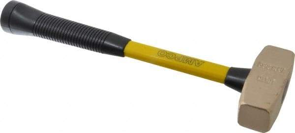 Ampco - 2-1/2 Lb Aluminum Bronze Nonsparking Double Face Engineer's Hammer - 14" OAL, Fiberglass Handle - Exact Industrial Supply