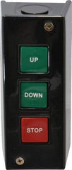 Value Collection - 3 Operator, Pushbutton Control Station - Up-Down-Stop (Legend), Momentary Switch, NO/NC Contact, NEMA 1 - Exact Industrial Supply