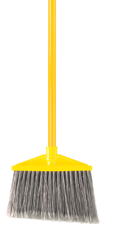 Angle Broom with 10.5" Sweep Area -1" Dia (2.5 cm) Vinyl Coated Metal Handle - Exact Industrial Supply