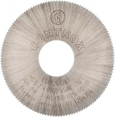 Controx - 2" Diam x 0.01" Blade Thickness x 5/8" Arbor Hole Diam, 132 Tooth Slitting and Slotting Saw - Arbor Connection, Right Hand, Uncoated, High Speed Steel, Concave Ground - Exact Industrial Supply