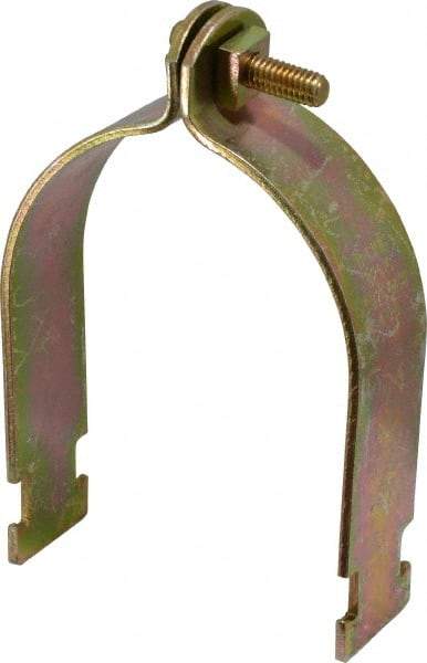 Cooper B-Line - 3-1/2" Pipe, 1/8 Gauge Framing Channel & Strut Mounted Clamp - Zinc Dichromate, Rigid Conduit - Exact Industrial Supply