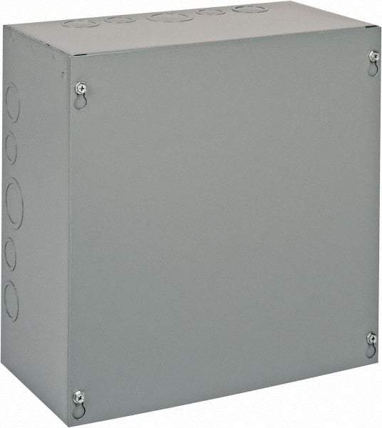 Cooper B-Line - Steel Junction Box Enclosure Screw Flat Cover - NEMA 1, 12" Wide x 12" High x 6" Deep - Exact Industrial Supply