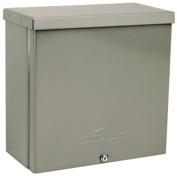 Cooper B-Line - Steel Junction Box Enclosure Screw Flat Cover - NEMA 3R, 8" Wide x 8" High x 4" Deep, Rainproof - Exact Industrial Supply
