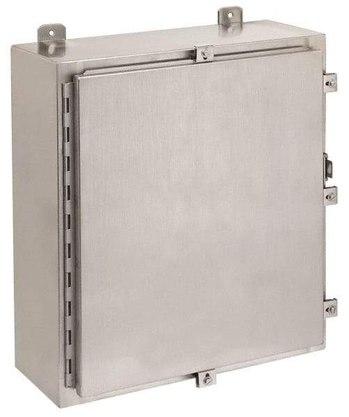Cooper B-Line - Stainless Steel Standard Enclosure Hinge Flat Cover - NEMA 4, 12, 13, 4X, 12" Wide x 16" High x 6" Deep, Corrosion Resistant, Rainproof & Watertight - Exact Industrial Supply