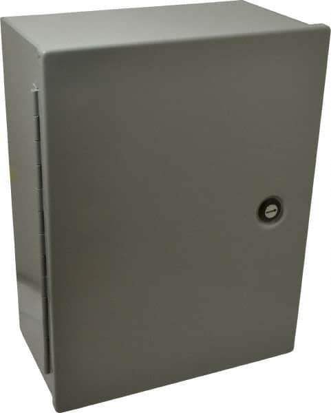 Cooper B-Line - Steel Standard Enclosure Hinge Flat Cover - NEMA 1, 12" Wide x 16" High x 6-5/8" Deep - Exact Industrial Supply