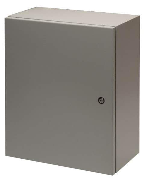 Cooper B-Line - Steel Standard Enclosure Hinge Flat Cover - NEMA 4, 12, 16" Wide x 20" High x 8" Deep, Dirt-tight, Dust-tight, Rainproof & Watertight - Exact Industrial Supply