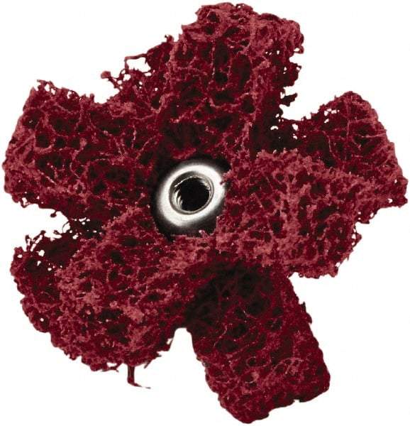 3M - 2" Diam Medium Density Cross Buff - 2 Plys, 8-32 Thread, Medium Grade, 12,000 Max RPM - Exact Industrial Supply