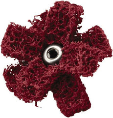 3M - 2" Diam Medium Density Cross Buff - 2 Plys, 8-32 Thread, Medium Grade, 12,000 Max RPM - Exact Industrial Supply