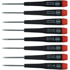 Wiha - 8 Piece Torx Screwdriver Set - Bit Sizes: Torx T1, T2, T3, T4, T5, T6, T-7 & T-8 - Exact Industrial Supply