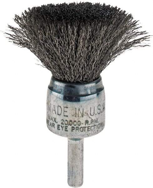 Weiler - 3/4" Brush Diam, Crimped, End Brush - 1/4" Diam Shank, 22,000 Max RPM - Exact Industrial Supply