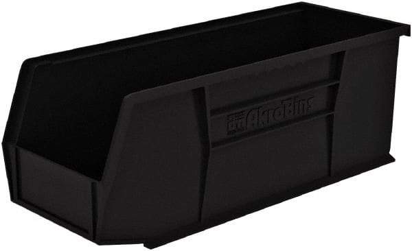 Akro-Mils - 20 Lb. Load Capacity, 10-7/8" Deep, Black Polymer Hopper Stacking Bin - 4" High x 4-1/8" Wide x 10-7/8" Long - Exact Industrial Supply