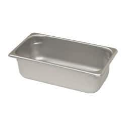 VOLLRATH - Rectangular, Chrome Stainless Steel Food Pan - 4" High x 6.9" Wide x 12.8" Long - Exact Industrial Supply