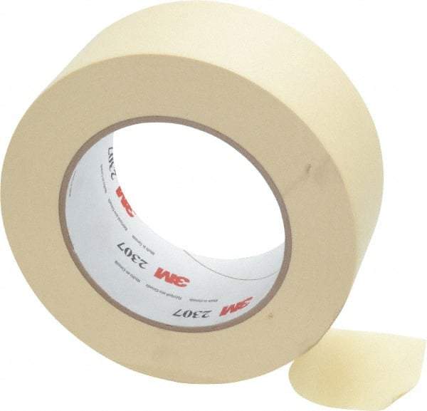 3M - 2" Wide x 60 Yd Long Tan Paper Masking Tape - Series 2307, 5.2 mil Thick, 23 In/Lb Tensile Strength - Exact Industrial Supply