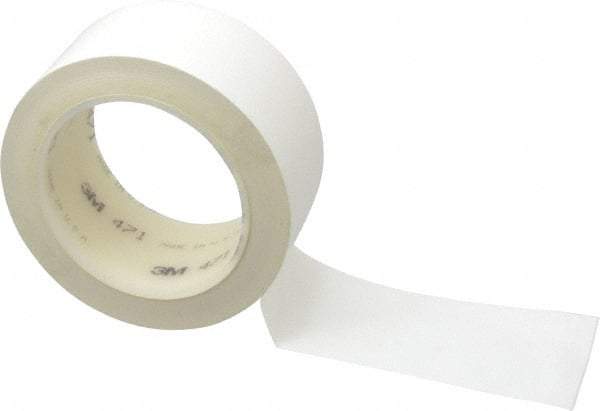 3M - White Solid Color Vinyl Tape - 2" Wide x 108' Long x 5.2 mil Thick, General Traffic - Exact Industrial Supply
