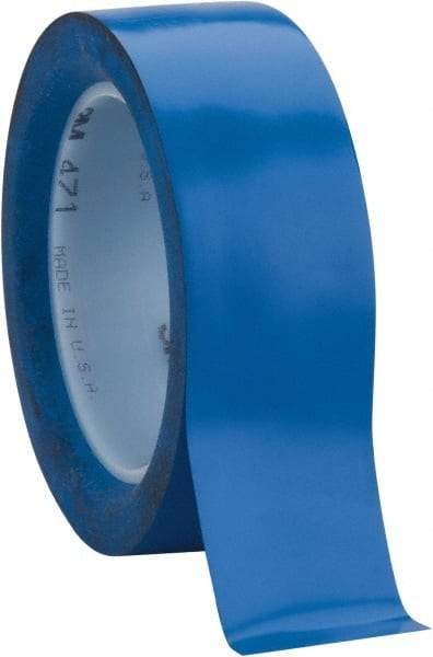 3M - Blue Solid Color Vinyl Tape - 1-1/2" Wide x 108' Long x 5.2 mil Thick, General Traffic - Exact Industrial Supply