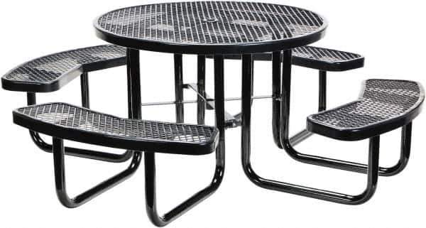 Vestil - 81-1/4" Long x 81-1/4" Wide x 29" High Stationary Activity/Utility Table without Back Rests - Black, Steel - Exact Industrial Supply