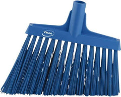 Vikan - 9-1/2" Wide, Blue Synthetic Bristles, Angled Broom - Exact Industrial Supply