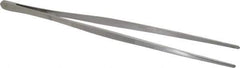 Value Collection - 10" OAL Stainless Steel Assembly Tweezers - Blunt, Serrated Points - Exact Industrial Supply