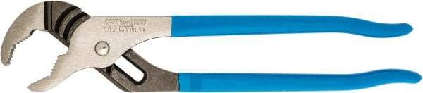 Channellock - 12" OAL, 2-1/4" Max Capacity, 7 Position Gooseneck Tongue & Groove Pliers - Standard V-Jaws, Curved Head, Plastic Dipped Handles - Exact Industrial Supply