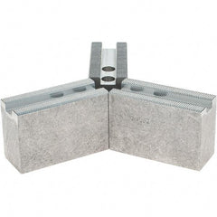 Abbott Workholding Products - 1.5mm x 60° Serrated Attachment, Square Soft Lathe Chuck Jaw - 3 Jaws, Aluminum, 0.7874" Btw Mount Hole Ctrs, 3" Long x 1-1/4" Wide x 2" High, 0.4724" Groove, 0.3937" & 10mm Fastener - Exact Industrial Supply