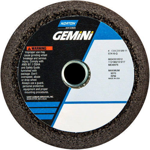 4″ / 3″ × 2″ × 5/8″-11 Gemini Snagging Wheel Type 11 Flaring Cup 16 Grit Aluminum Oxide - Exact Industrial Supply