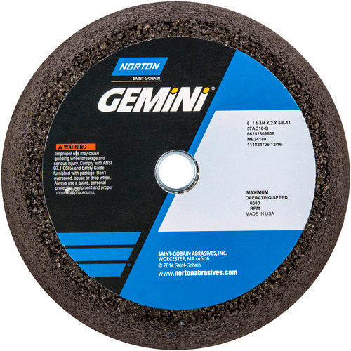 6″ / 4-3/4″ × 2″ × 5/8″-11-Gemini Snagging Wheel Type 11-Flaring Cup 16 Grit Aluminum Oxide - Exact Industrial Supply