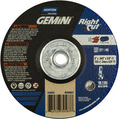 6 x .045 × 5/8 - 11″ Gemini RightCut Cutting Wheel A 24 Q Type 27/42 - Exact Industrial Supply