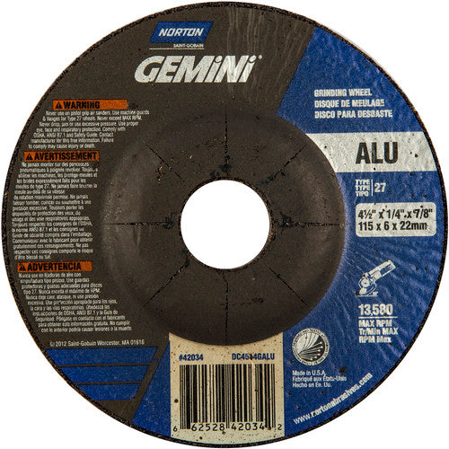 4-1/2″ × 1/4″ × 7/8″ Gemini Non-Woven Depressed Center Wheel Type 27 - Exact Industrial Supply