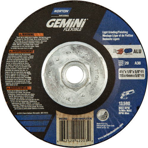 4-1/2″ × 1/8″ × 5/8″-11 Charger Non-Woven Depressed Center Wheel Ty 29 36 Grit - Exact Industrial Supply