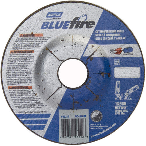 4-1/2 × 1/8 × 7/8″ BlueFire Grinding Wheel ZA 30 U Type 27 - Exact Industrial Supply