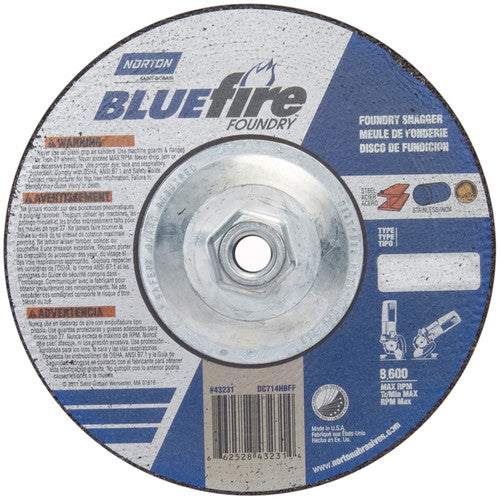 7″ × 1/4″ × 5/8″ BlueFire Non-Woven Depressed Center Wheel Type 27 Zirconia Alumina / Aluminum Oxide - Exact Industrial Supply