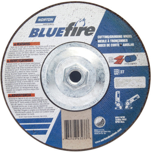 7 × 1/8 × 5/8 - 11″ BlueFire Grinding Wheel ZA 30 U Type 27 - Exact Industrial Supply