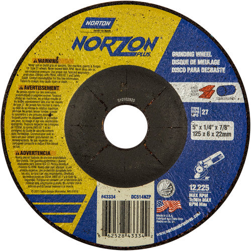 5″ × 1/4″ × 7/8″ NorZon Plus Non-Woven Depressed Center Wheel Type 27 - Exact Industrial Supply