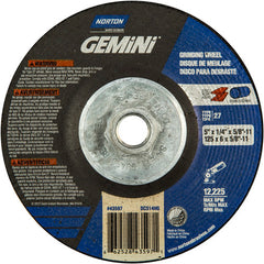 5 × 1/4 × 5/8 - 11″ Gemini Grinding Wheel A 24 S BDA Type 27 - Exact Industrial Supply