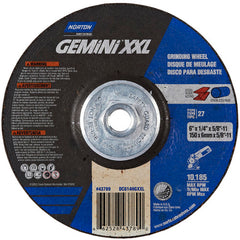 6″ × 1/4″ × 5/8″-11 Gemini Depressed Center Wheel Type 27 Aluminum Oxide - Exact Industrial Supply