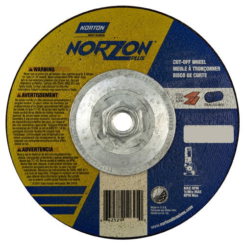 7″ × 1/8″ × 5/8″-11 NorZon Plus Non-Woven Depressed Center Wheel Type 27 - Exact Industrial Supply