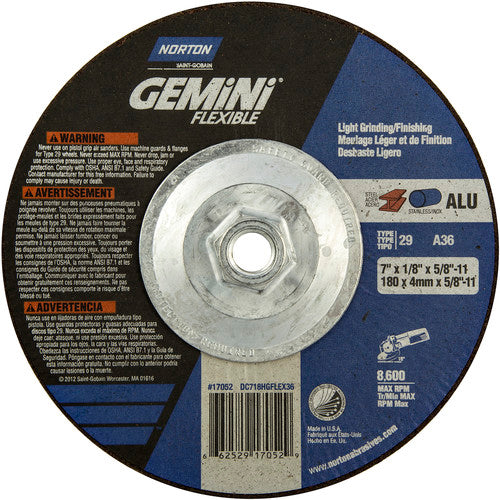 7″ × 1/8″ × 5/8″-11 Charger Non-Woven Depressed Center Wheel Type 29 36 Grit - Exact Industrial Supply