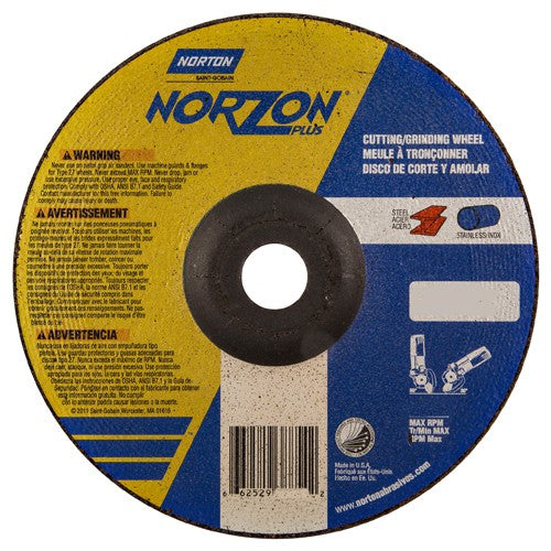 7″ × 1/8″ × 7/8″ NorZon Plus Non-Woven Depressed Center Wheel Type 27 - Exact Industrial Supply