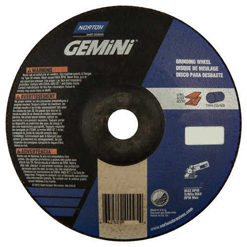 7″ × 1/4″ × 7/8″ Gemini Non-Woven Depressed Center Wheel Type 28 Saucer Aluminum Oxide - Exact Industrial Supply
