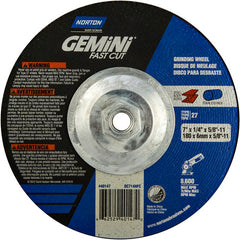 7 × 1/4 × 5/8 - 11″ Gemini Fast Cut Grinding Wheel A 24 N Type 27 - Exact Industrial Supply