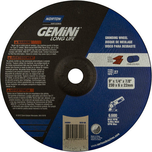 9″ × 1/4″ × 7/8″ Gemini Non-Woven Depressed Center Wheel Type 27 20 Case - Exact Industrial Supply