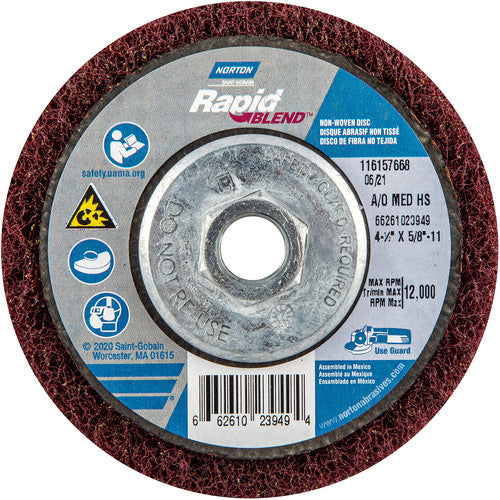 4-1/2″ × 5/8″-11 Rapid Prep Depressed Center Finishing Wheel 150-180 Grit Aluminum Oxide - Exact Industrial Supply