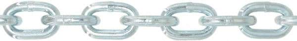 Value Collection - 3/8" Welded Proof Coil Chain - 2,650 Lb Capacity, Grade 30, 63' Long, Zinc Plated Finish - Exact Industrial Supply