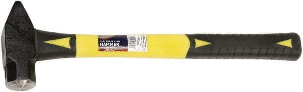 Ability One - 2 Lb Head Forged Steel Cross Pein Hammer - Fiberglass Handle with Grip, 1-3/4" Face Diam, 16" OAL - Exact Industrial Supply