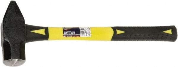 Ability One - 4 Lb Head Forged Steel Cross Pein Hammer - Fiberglass Handle with Grip, 1-3/4" Face Diam, 16" OAL - Exact Industrial Supply