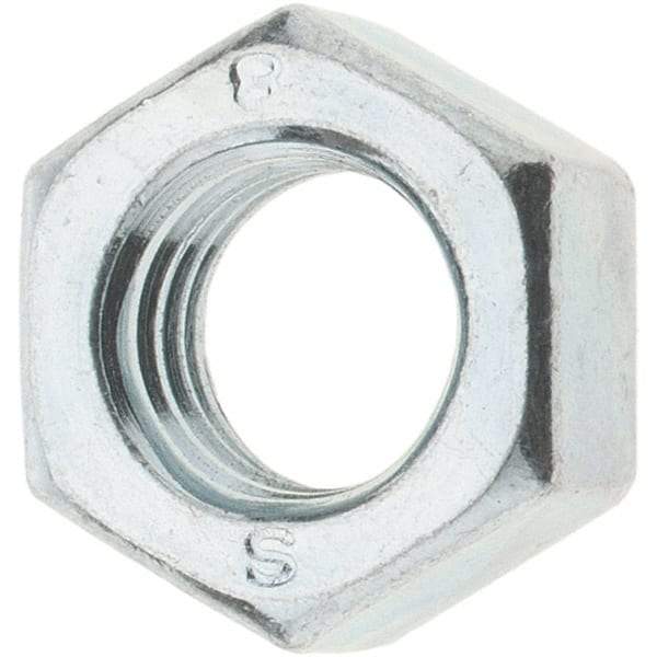 Value Collection - M8x1.25 Metric Coarse Steel Right Hand Hex Nut - 12mm Across Flats, 6.5mm High, Zinc-Plated Finish - Exact Industrial Supply