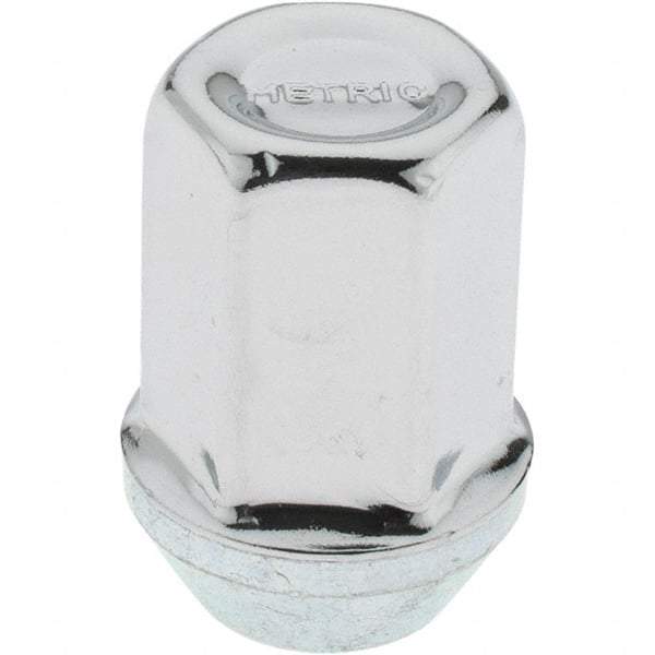 Value Collection - M12-1.5 Stainless Steel Finish Capped Wheel Nut - 19mm Hex, 32mm Overall Length, 60° Seat Angle - Exact Industrial Supply